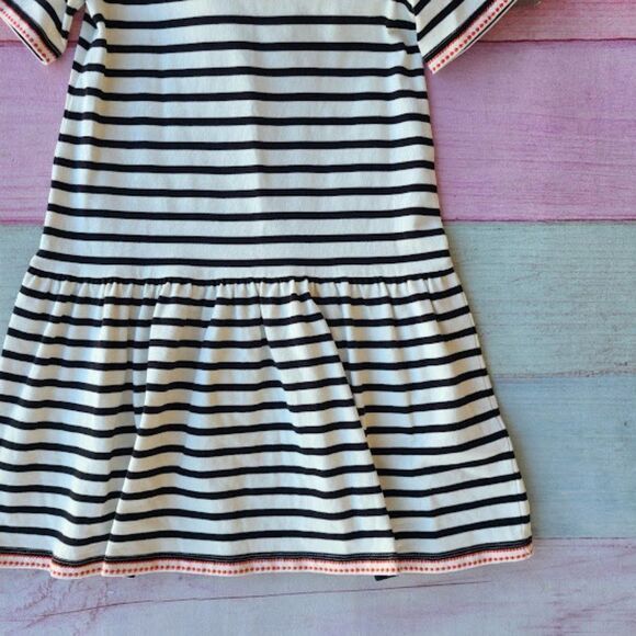 Kate Spade Broom Street Striped Floral Embroidery Drop Waist Ruffle Hem Dress S - Picture 6 of 9
